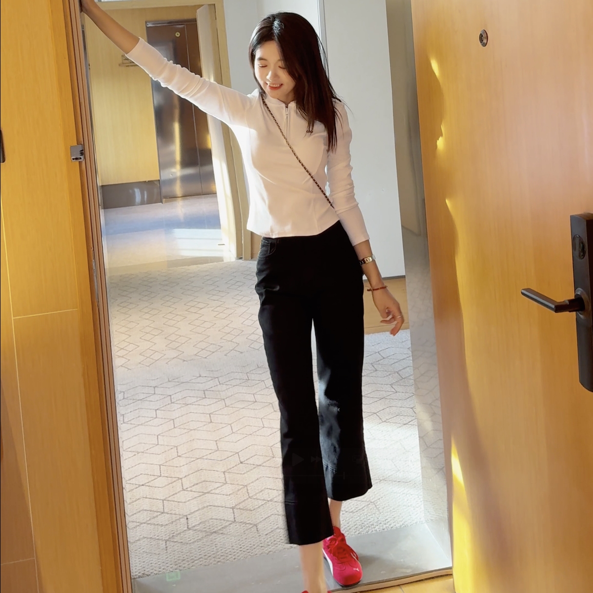 修身长袖t恤女两件套装早秋2025字母刺绣半拉链上衣内搭短款打底