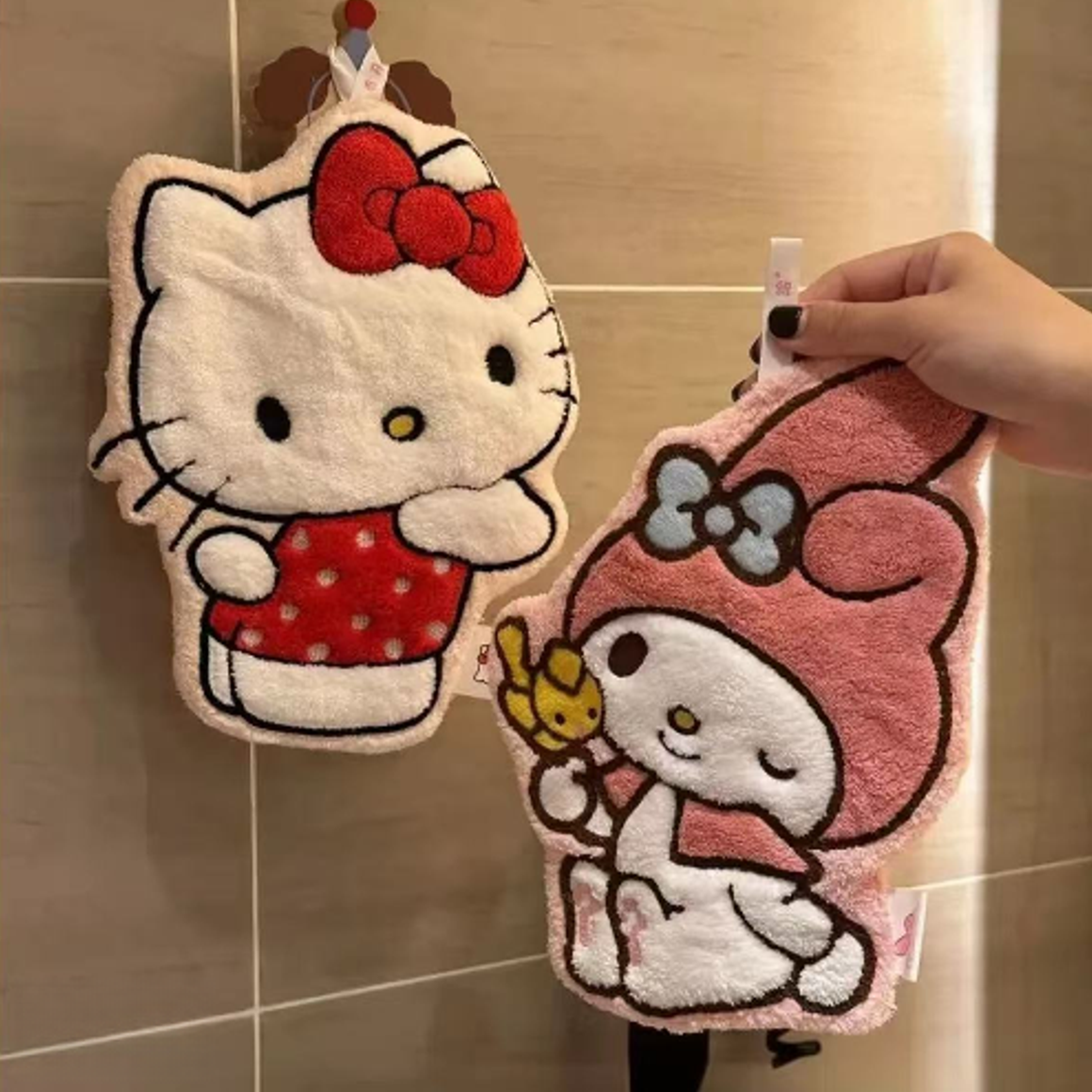 【KT猫擦手巾】加绒加厚擦手毛巾挂式超吸水耐脏擦手速干可爱纺织