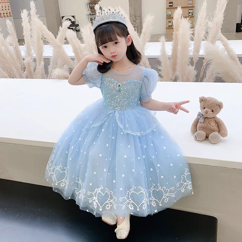 艾莎公主裙女童夏季2025新款生日礼服连衣裙冰雪奇缘爱沙爱莎裙子