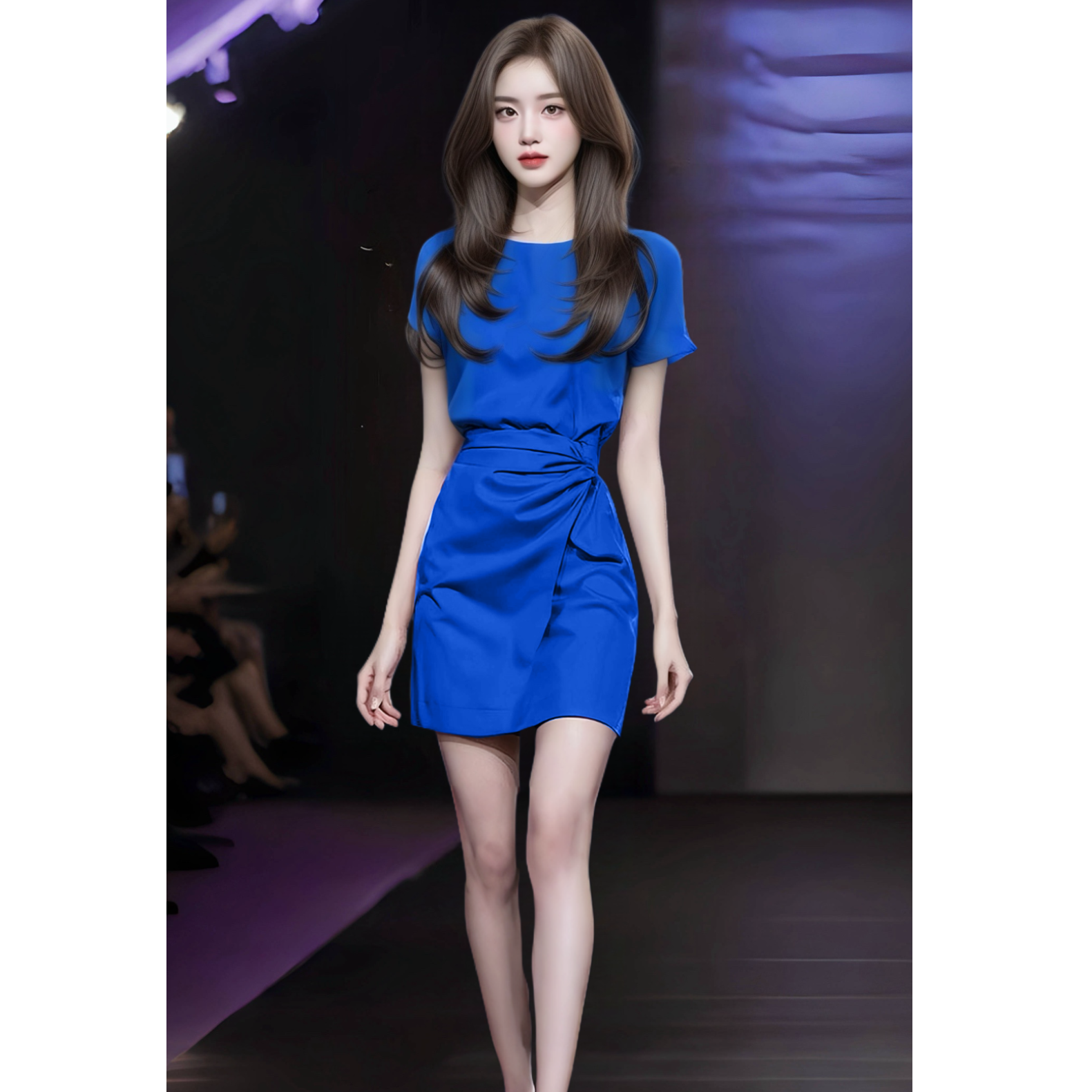 小个子显高连衣裙女夏季短袖收腰显瘦优雅法式御姐风气质甜美短裙