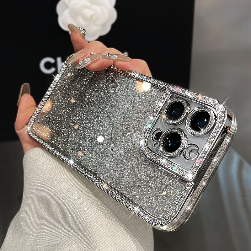 水钻纯壳适用于苹果16/15/14女iPhone13/12电镀高级感防摔手机壳