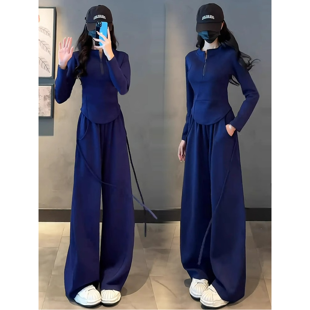 时尚套装女2025春季新款半拉链立领卫衣香蕉裤显瘦休闲运动两件套