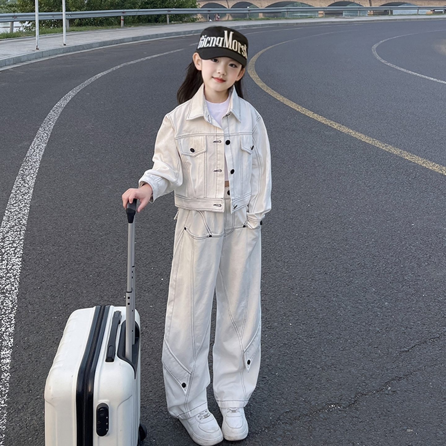 女童工装套装2025春秋新款中大童时尚个性韩范儿童牛仔两件套秋季