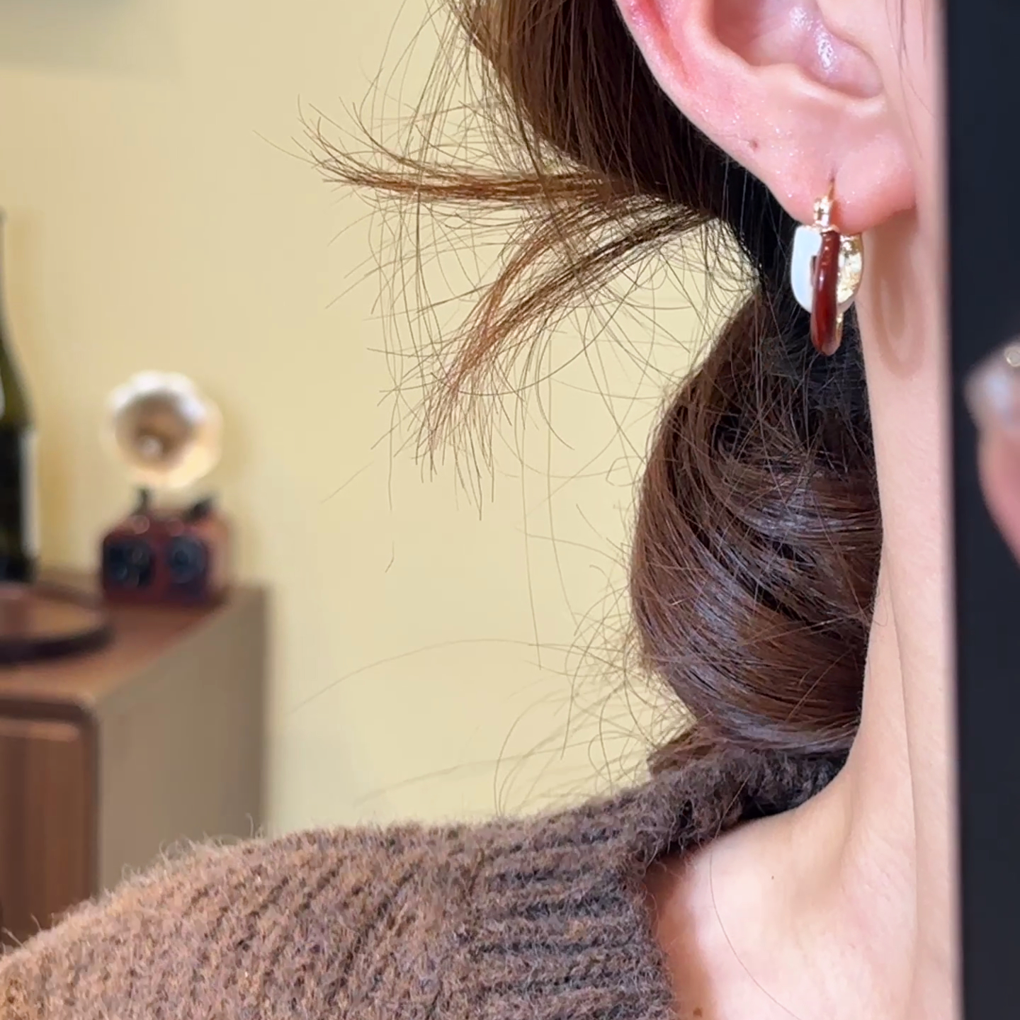 H548 法式滴釉耳环百搭小众简约