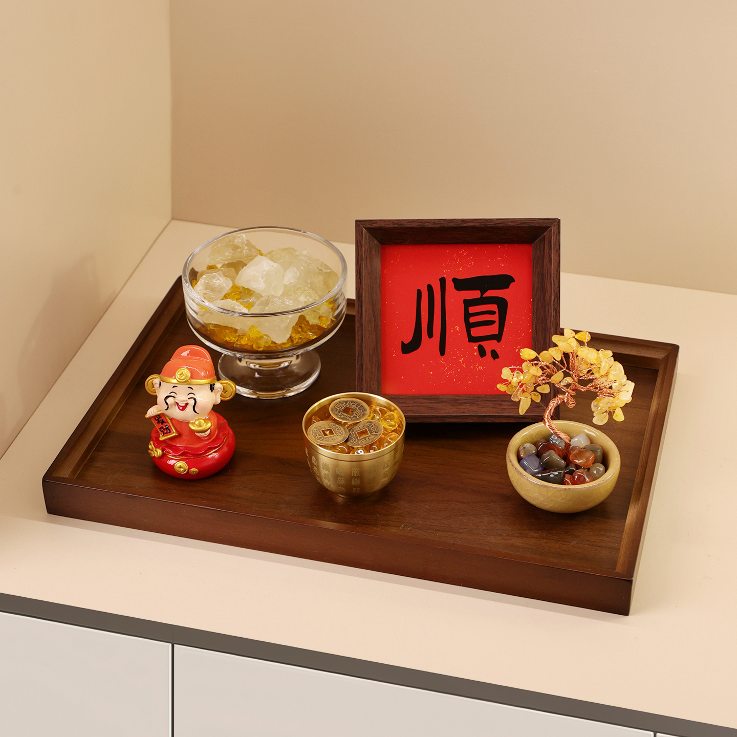贝汉美水晶发财树入户玄关装饰摆件财神乔迁礼物新居布置仪式用品