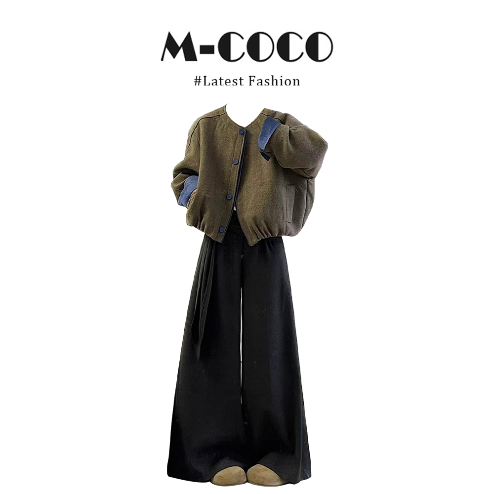 parkyeon复古风韩系短款外套秋季宽松设计感气质巨好看长裤一整套