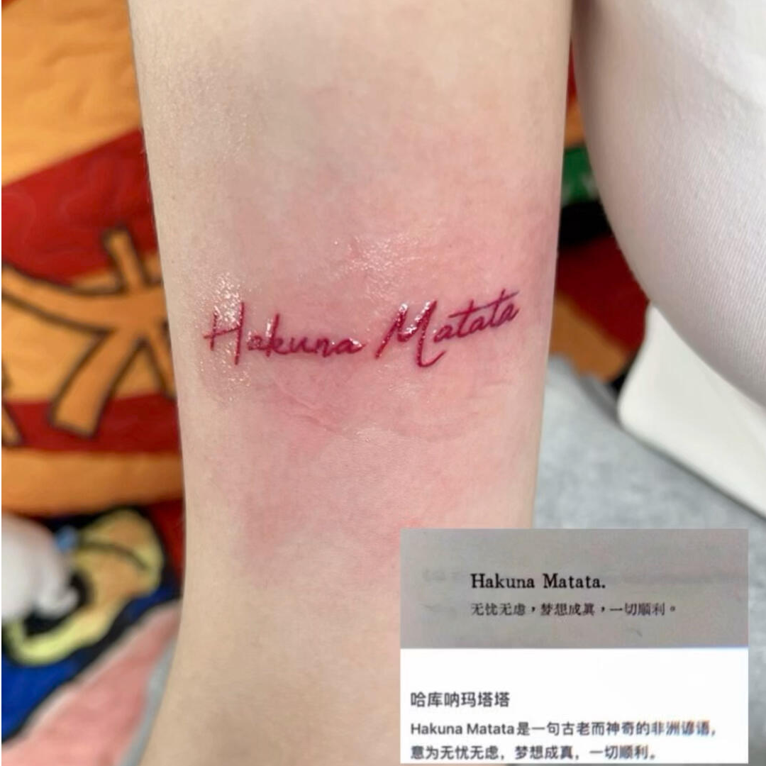 Hakuna Matata无忧无虑梦想成真手臂锁骨英文ins风防水持久贴纸