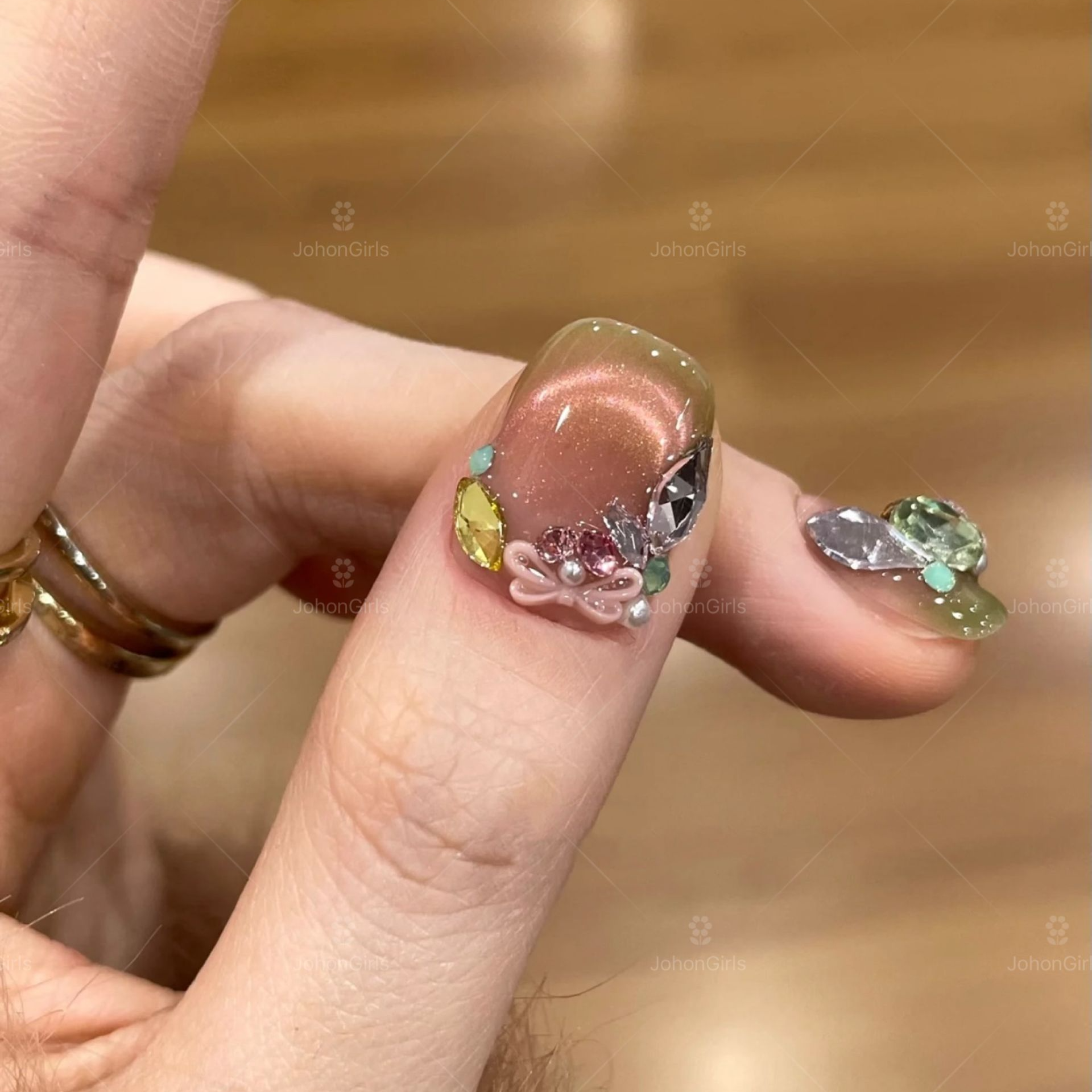 JohonGirls'/琴岛小嫚【精灵花园】百搭显白纯手工穿戴甲可拆卸美甲