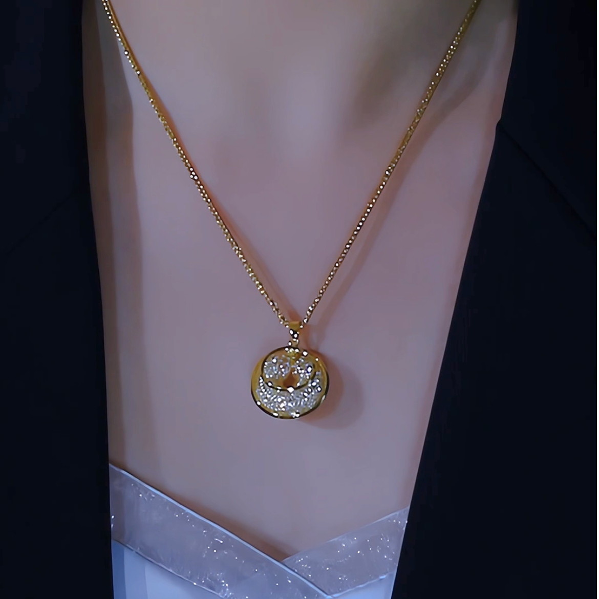 钛钢项链 秋冬新款爆闪网纱平安扣吊坠项链女爆款气质高级感饰品