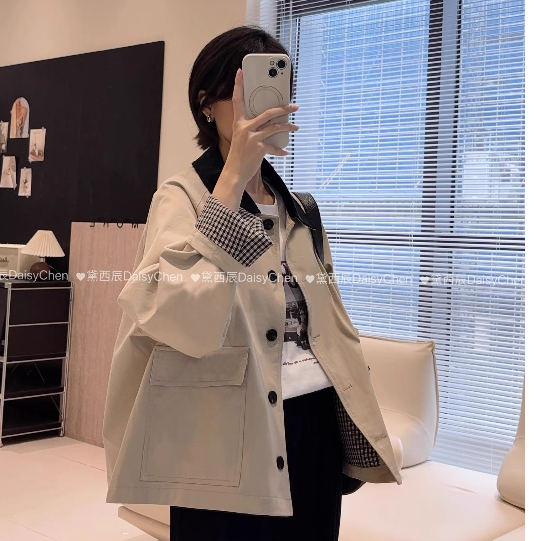 格纹复古撞色灯芯绒拼接夹克外套小个子休闲显瘦减龄百搭通勤女