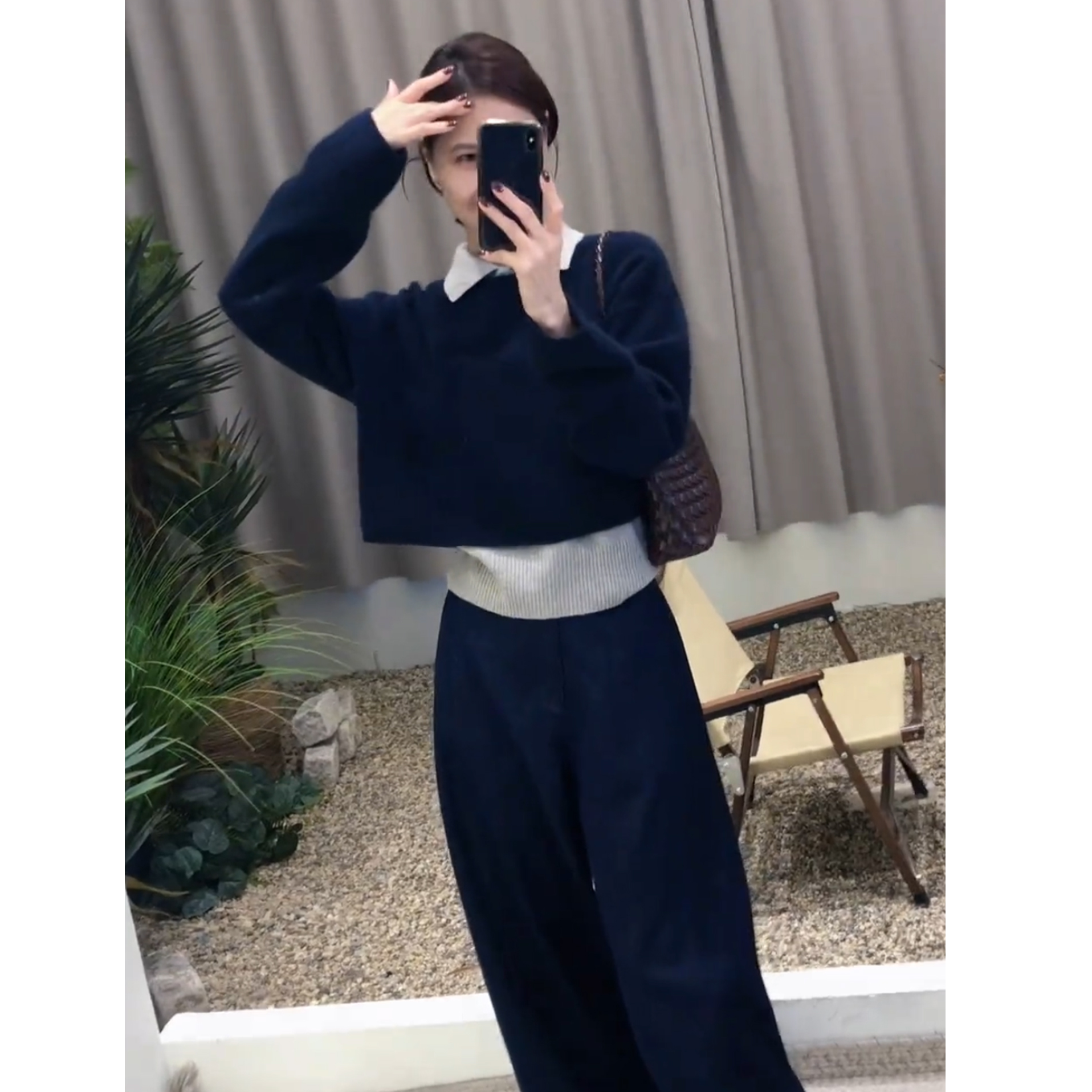 巨好看的秋季穿搭套装女2025新款时尚叠穿polo领背心+毛衣三件套