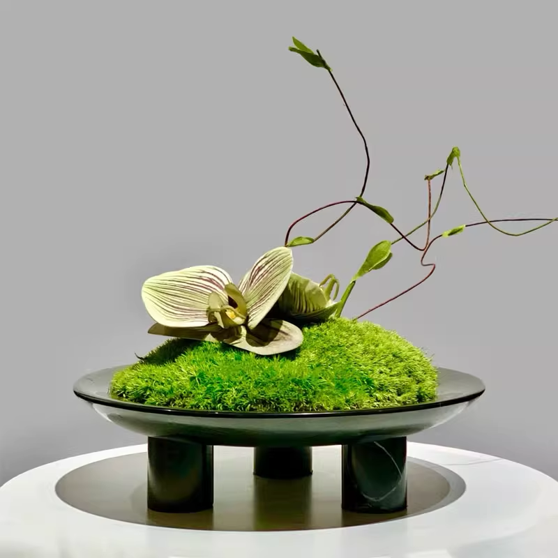 新中式仿真花艺摆件永生苔藓摆花客厅餐桌茶几假花酒店餐厅装饰品