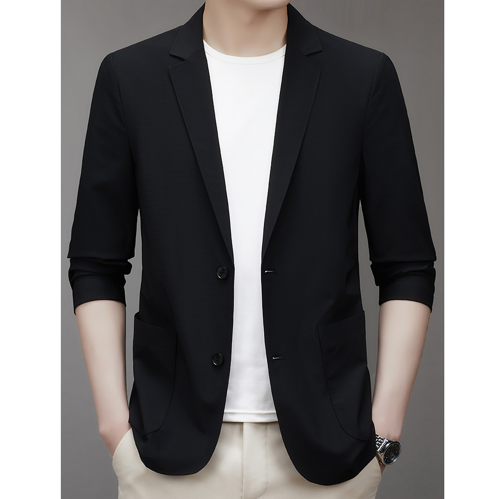 【原纱薄款单西】男士修身西服轻薄弹力透气西装韩版秋季外套上衣