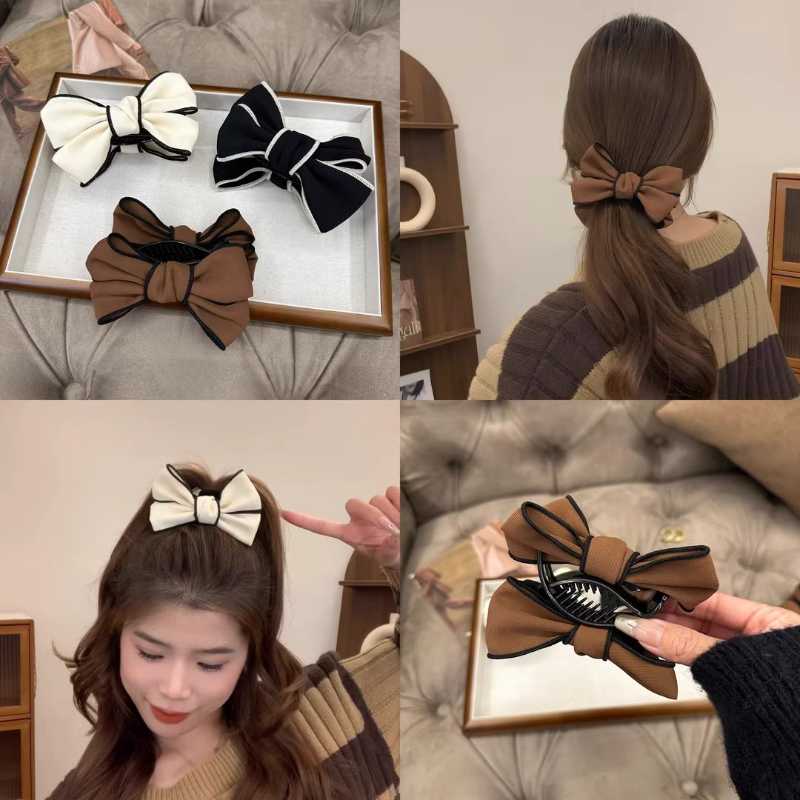 高马尾蝴蝶结抓夹高级感发夹女2025丸子头鲨鱼夹大号夹子头饰