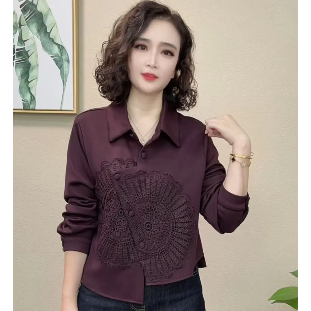 2025秋季新款时尚显瘦气质洋气百搭拼接打底上衣衬衣#547927