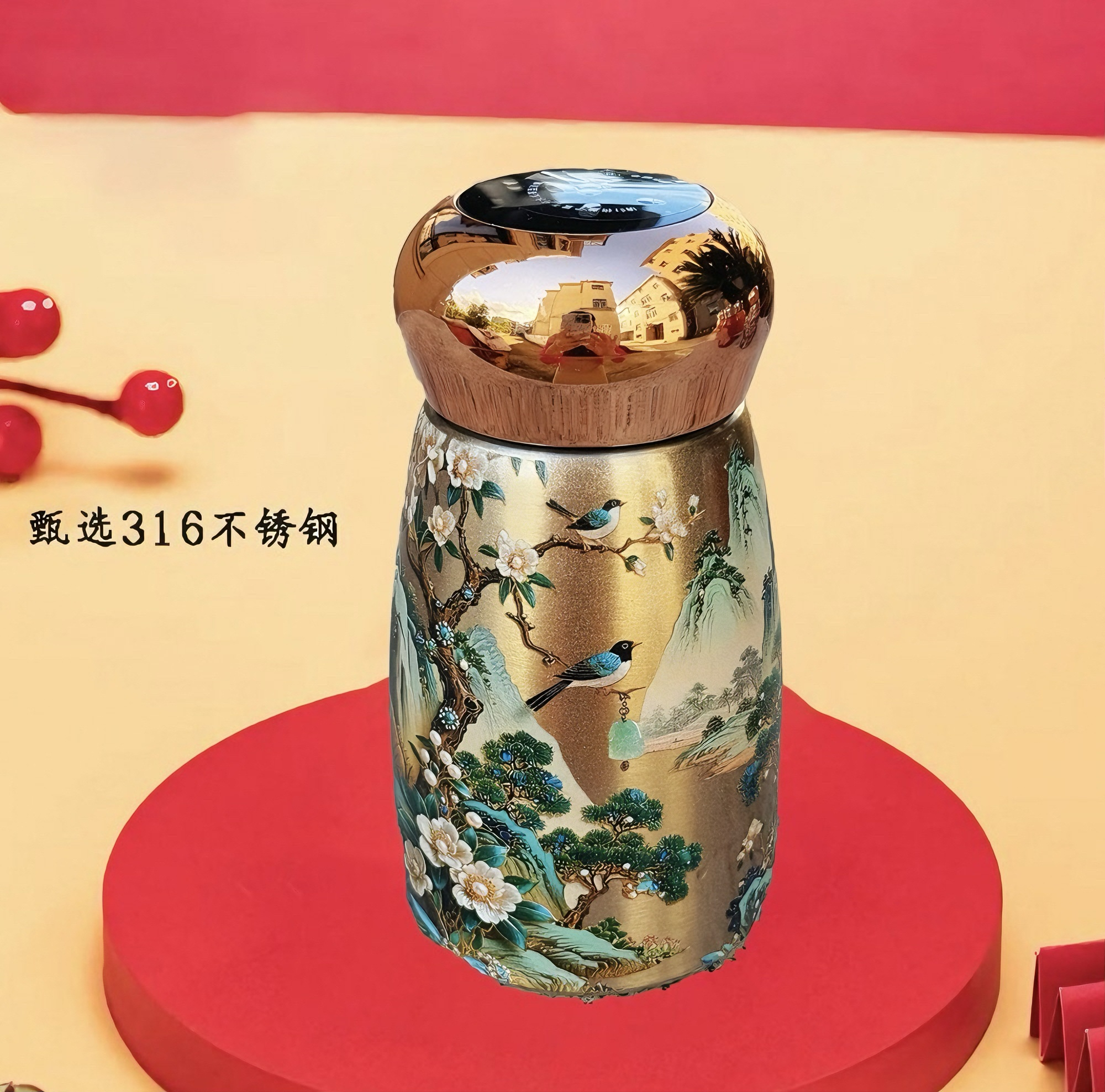 【智能显温款】国风小鸟316保温杯口袋便携保冷保热轻奢送礼水杯