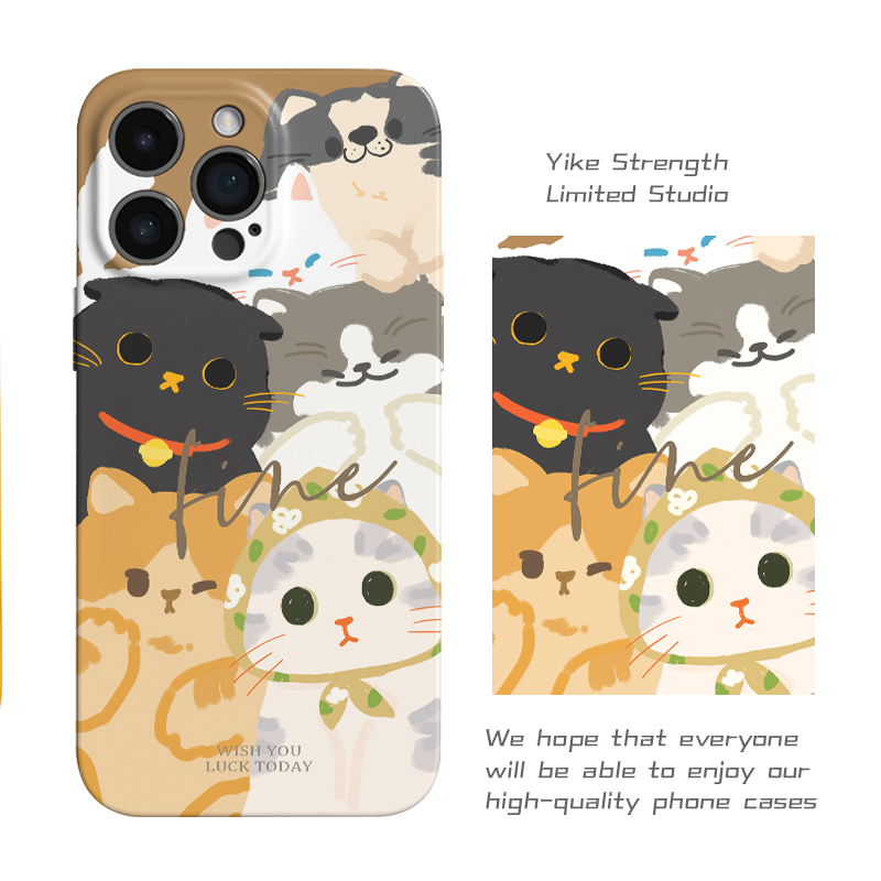 猫猫大合照菲林软壳进口光面适用iphone苹果13rpomax/14/16pro