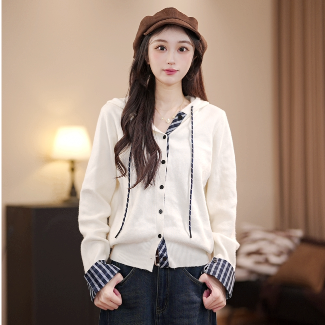 马克华菲秋季女装衬衫连帽气质时尚安迪绒针织衫F53004A653 aa