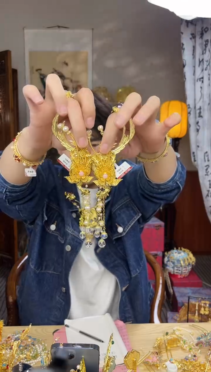 铜合金无与凤行发夹一对