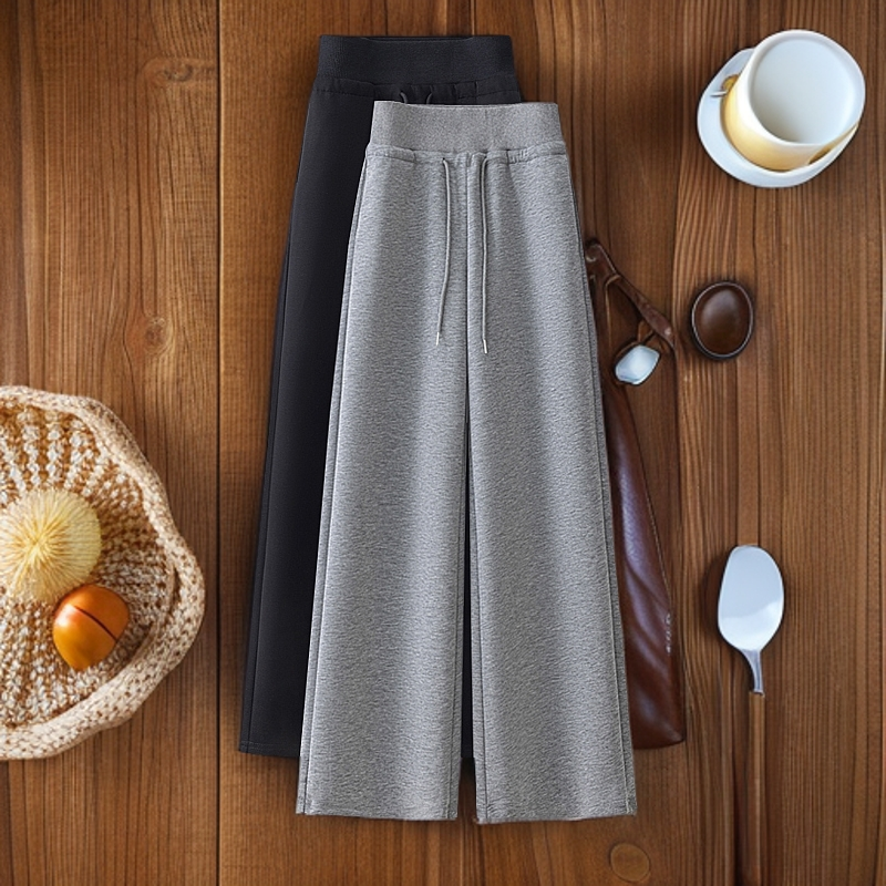 2025年新款高腰阔腿裤女春秋季休闲裤外穿运动裤长裤垂感时尚卫裤