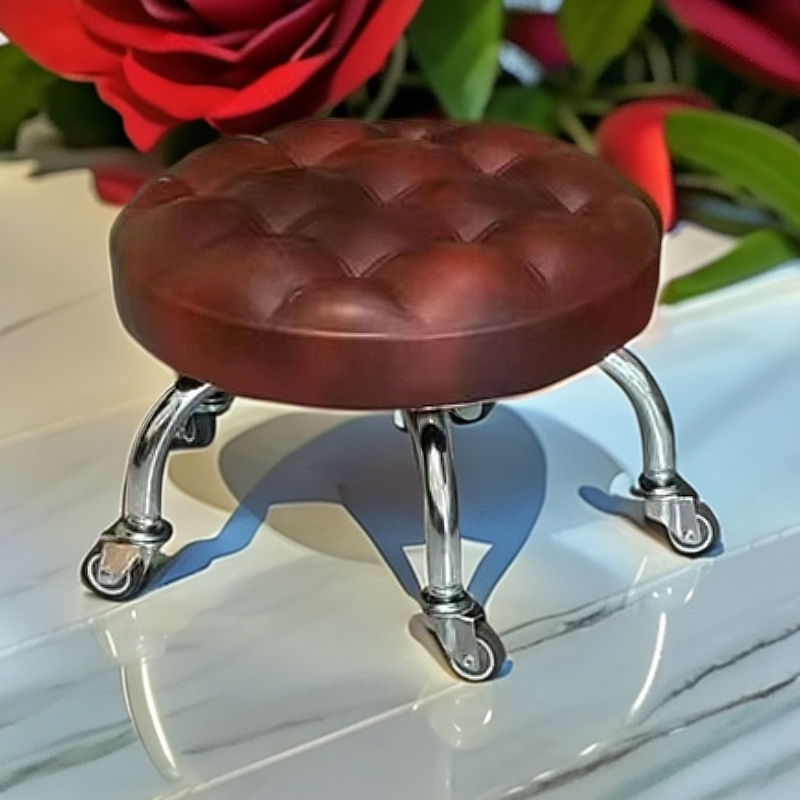 面包款凳美缝家用凳皮凳客厅搁脚凳钢筋万向万向轮小凳子