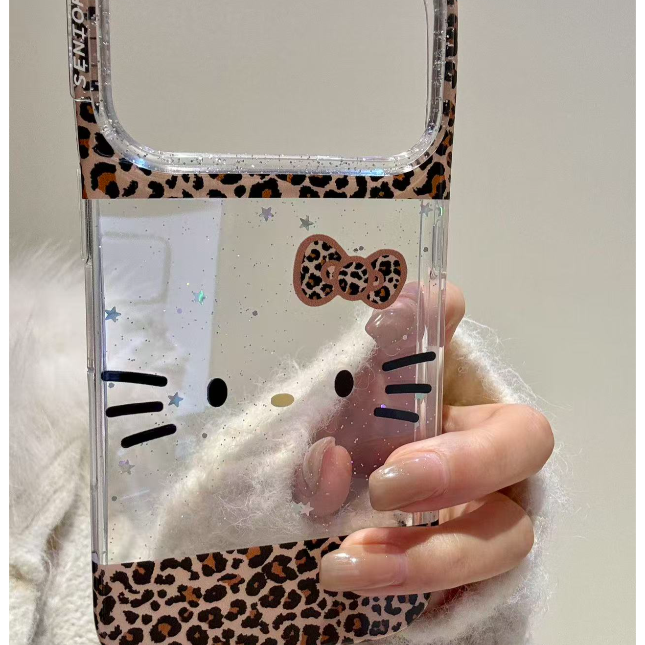 韩系豹纹点钻蝴蝶结猫咪表情适用于iphone17promax苹果16手机壳15