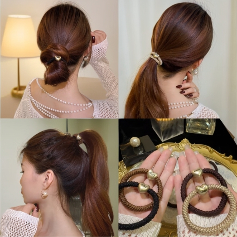 老钱风发圈简约气质编织纹路高弹力耐用头绳皮筋扎头丸子皮套发饰