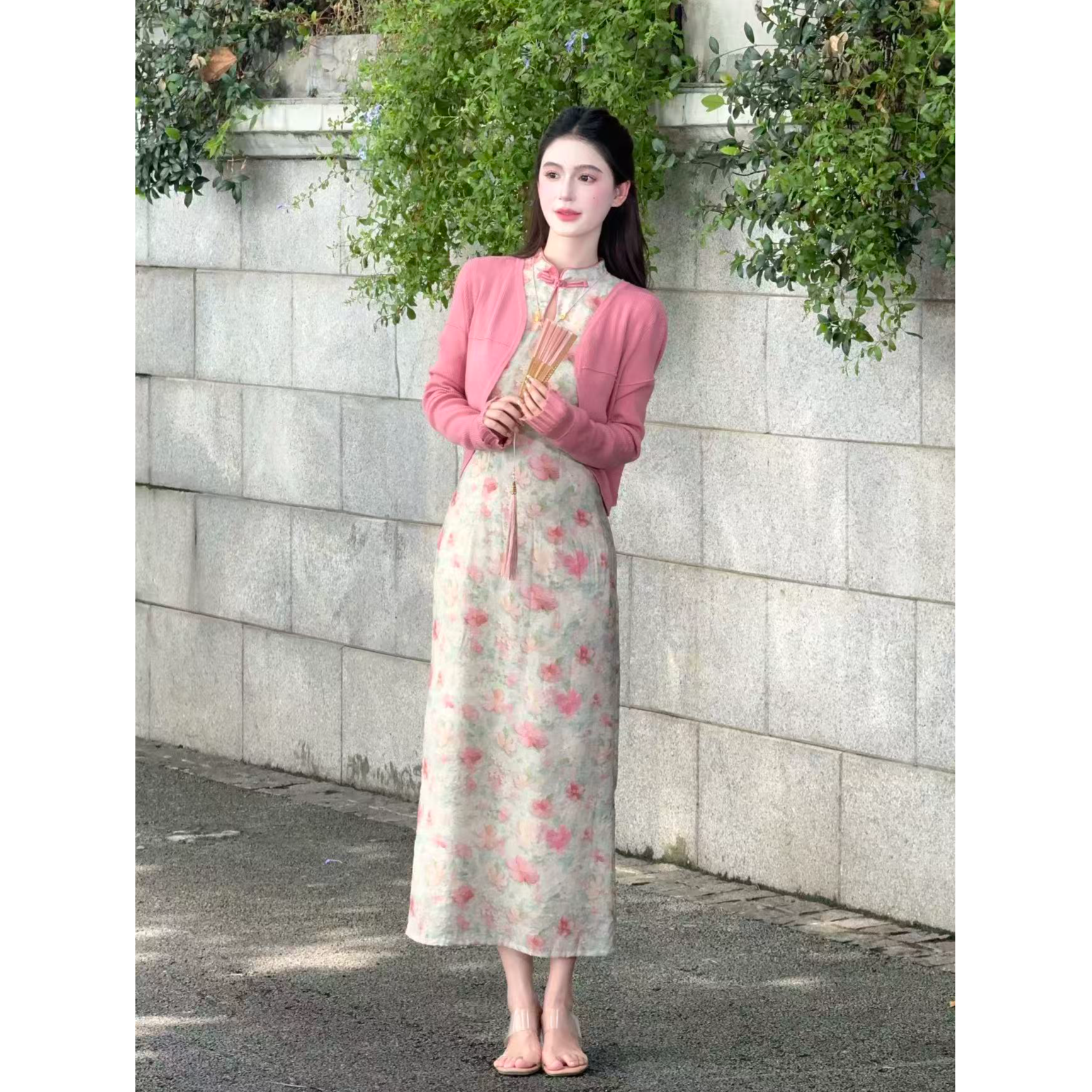 【冷清秋】LiLi国风新中式清冷改良花色旗袍连衣裙时尚长裙XMZH9432