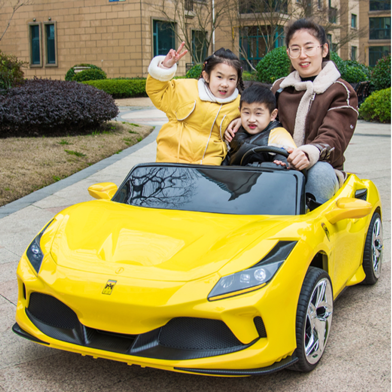 儿童跑车电动小汽车可坐大人加大空间儿童双人跑车成人四轮玩具车