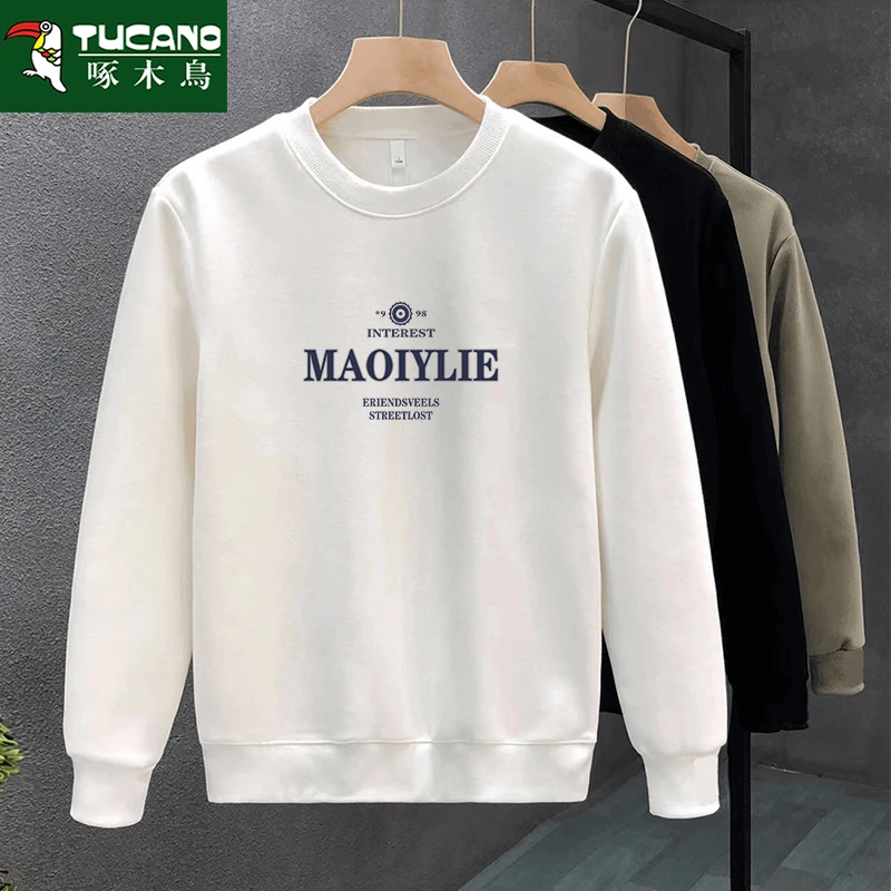 啄木鸟男士卫衣圆领2025新款大码上衣春秋冬季潮男生休闲上衣长袖