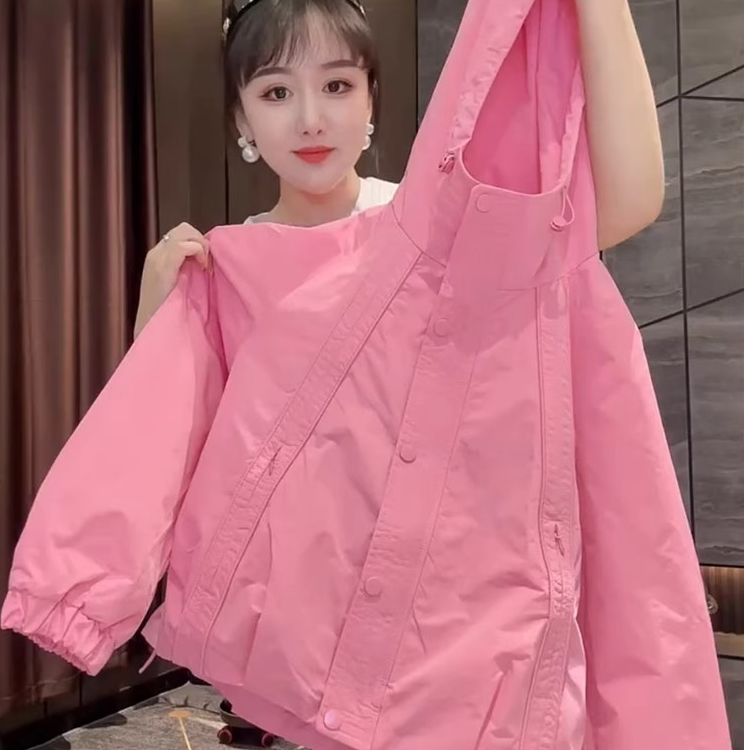 独特撞色连帽外套卫衣女春季2025年新款设计感时尚通勤冲锋衣