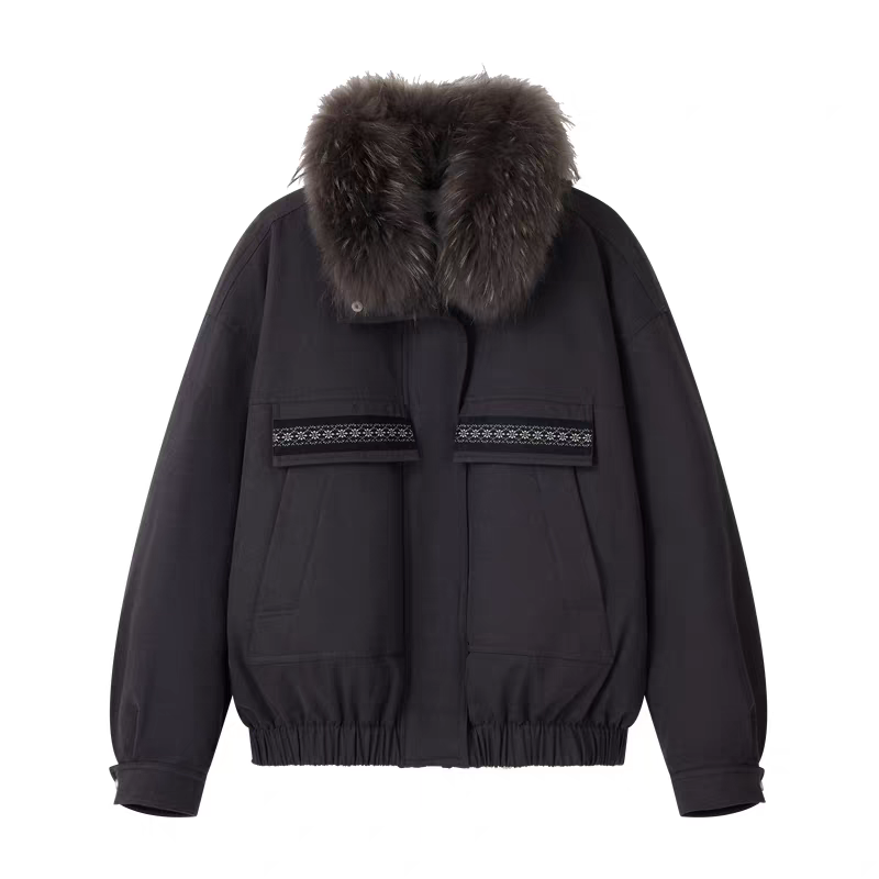 项小七Vena  设计师品牌  25冬季新品毛领羽绒服女短款宽松外套