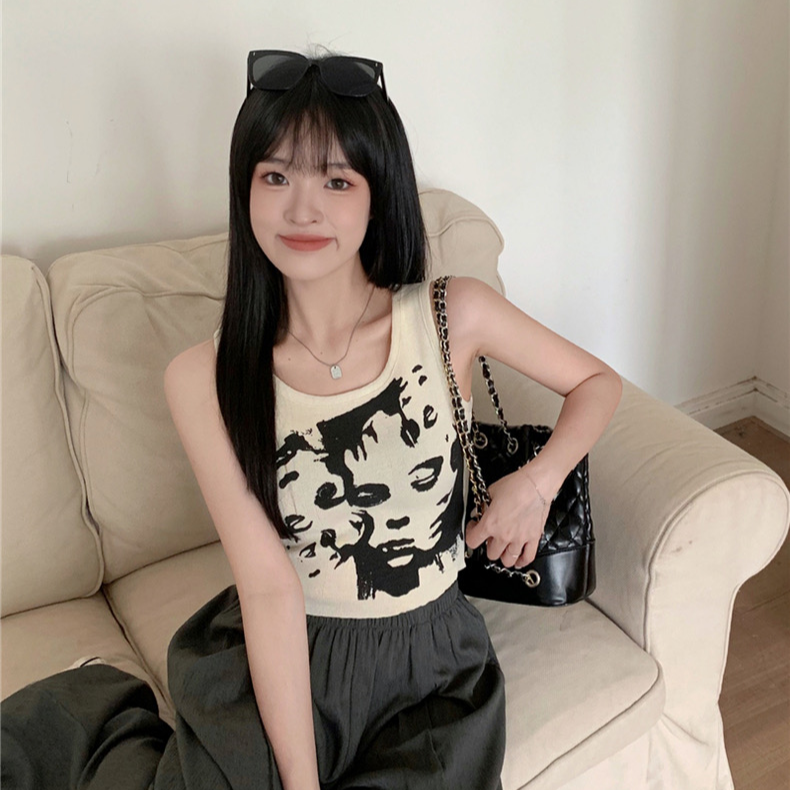 小个子美式辣妹吊带背心女夏季外穿设计感小众宽松短款无袖上衣
