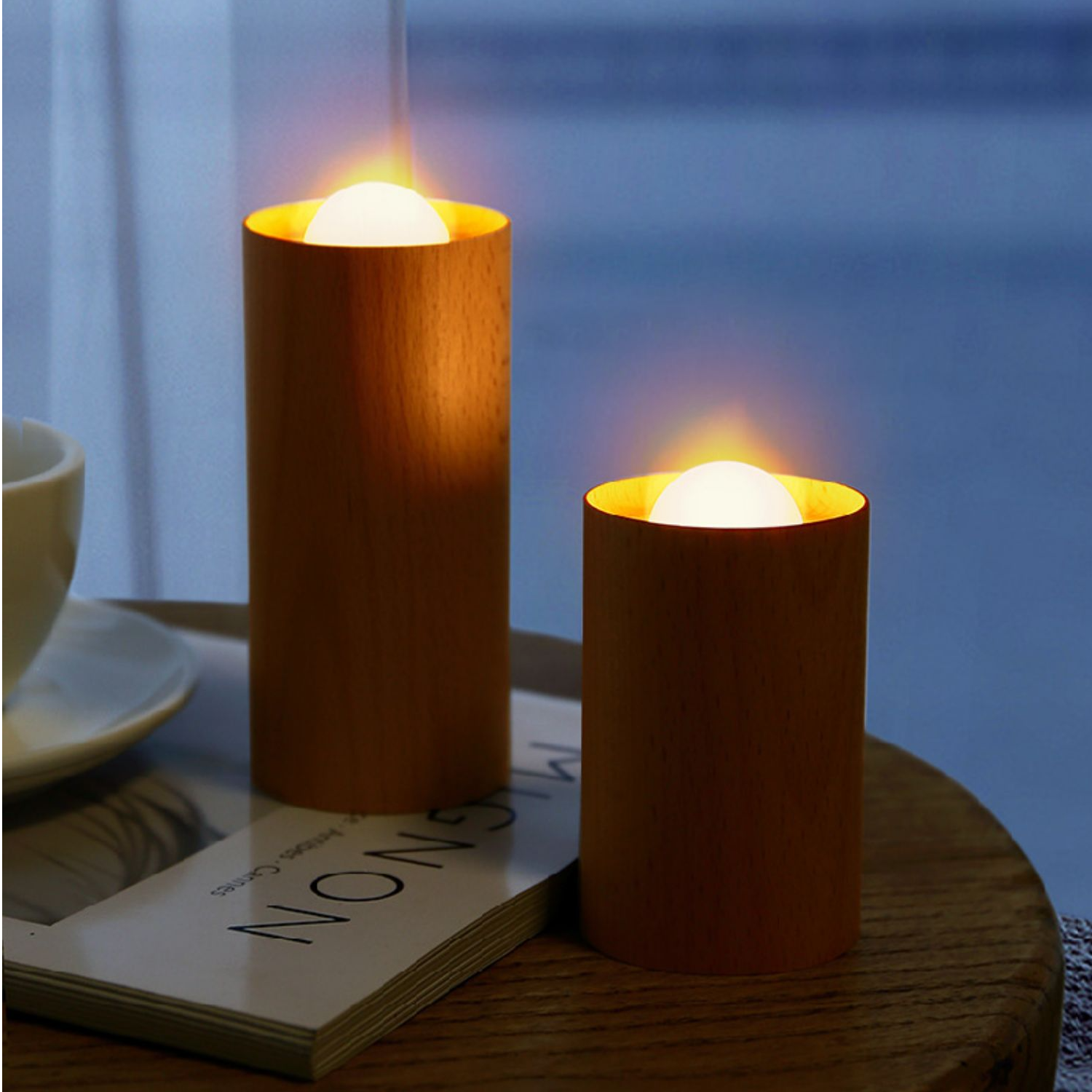 榉木烛光氛围灯 家居装饰摆件 气流感应设计