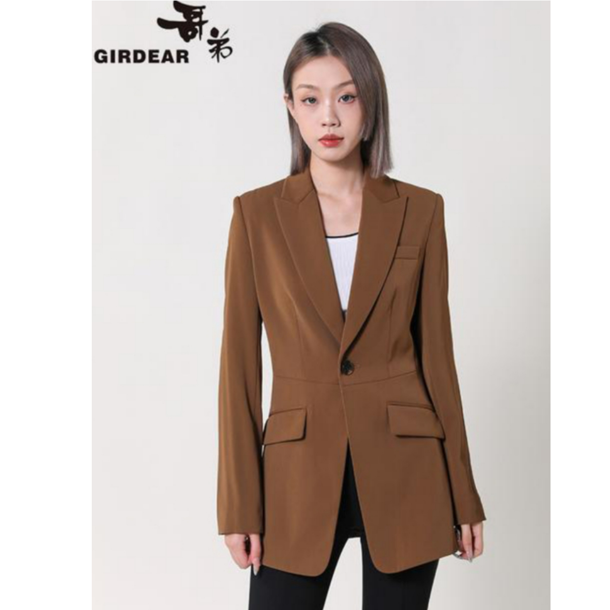 GIRDEAR哥弟新款经典高级感黑色女士正装通勤修身西装外套1400711