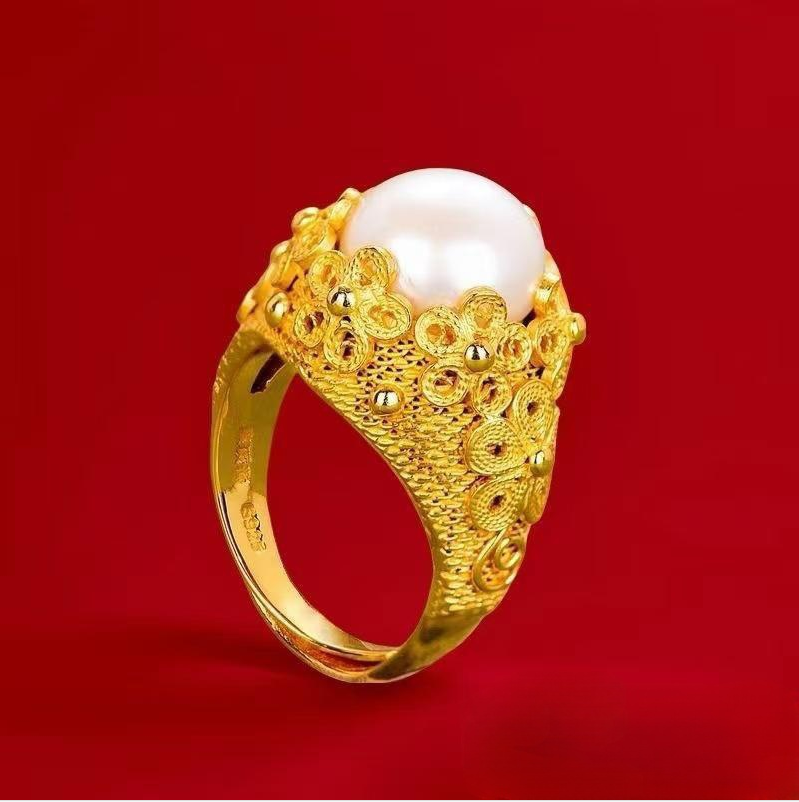 轻奢感花丝插丝编织设计感蝴蝶花开口戒指