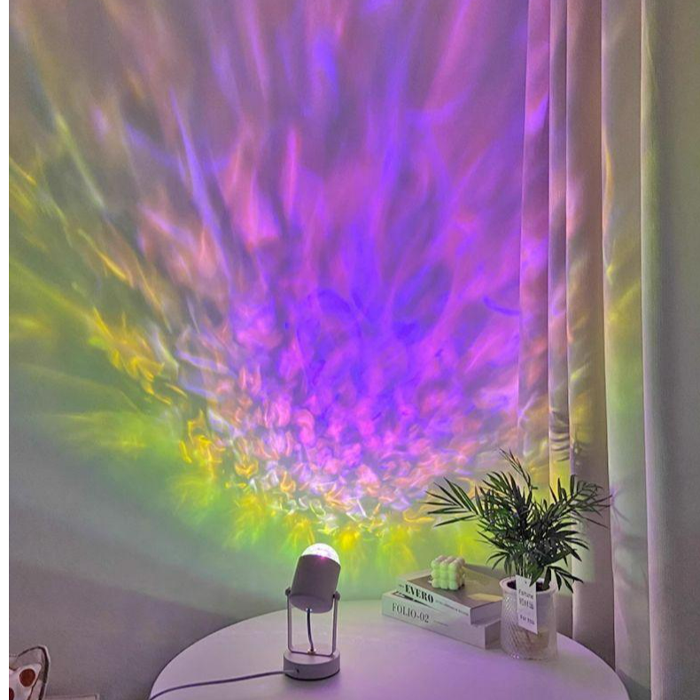 台灯水波纹氛围灯卧室情调拍照直播背景桌面高级感装饰房间小夜灯