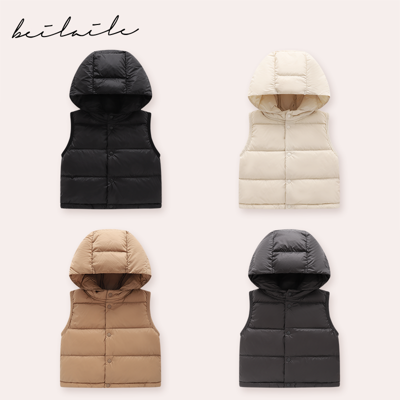 【连帽三防羽绒马甲 小乐妈咪】婴儿童羽绒宝宝背心冬马甲I16 下架