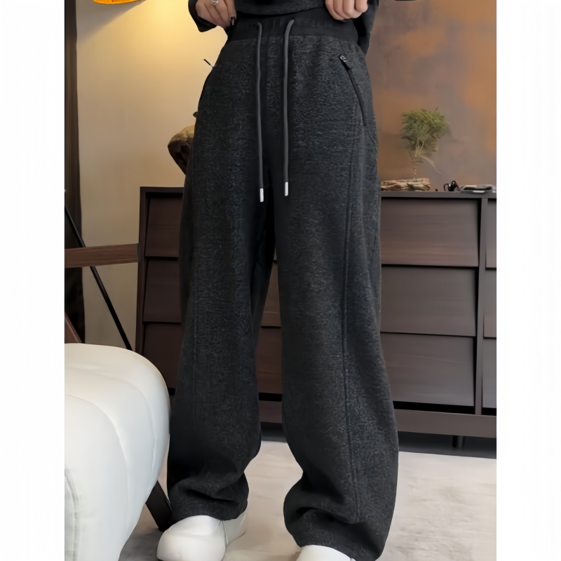 秋冬百搭韩系气质风新款加绒加厚阔腿裤休闲风百搭洋气高腰休闲裤
