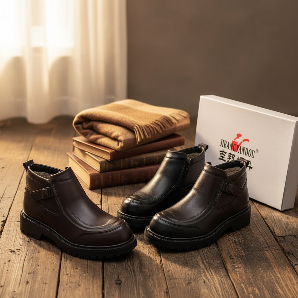 168号保暖防滑中式舒适商务休闲皮鞋休闲风男士厚底