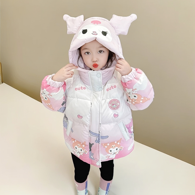 女童库洛米羽绒服2025新款洋气中小童3-6岁加厚冬装白鸭绒外套潮