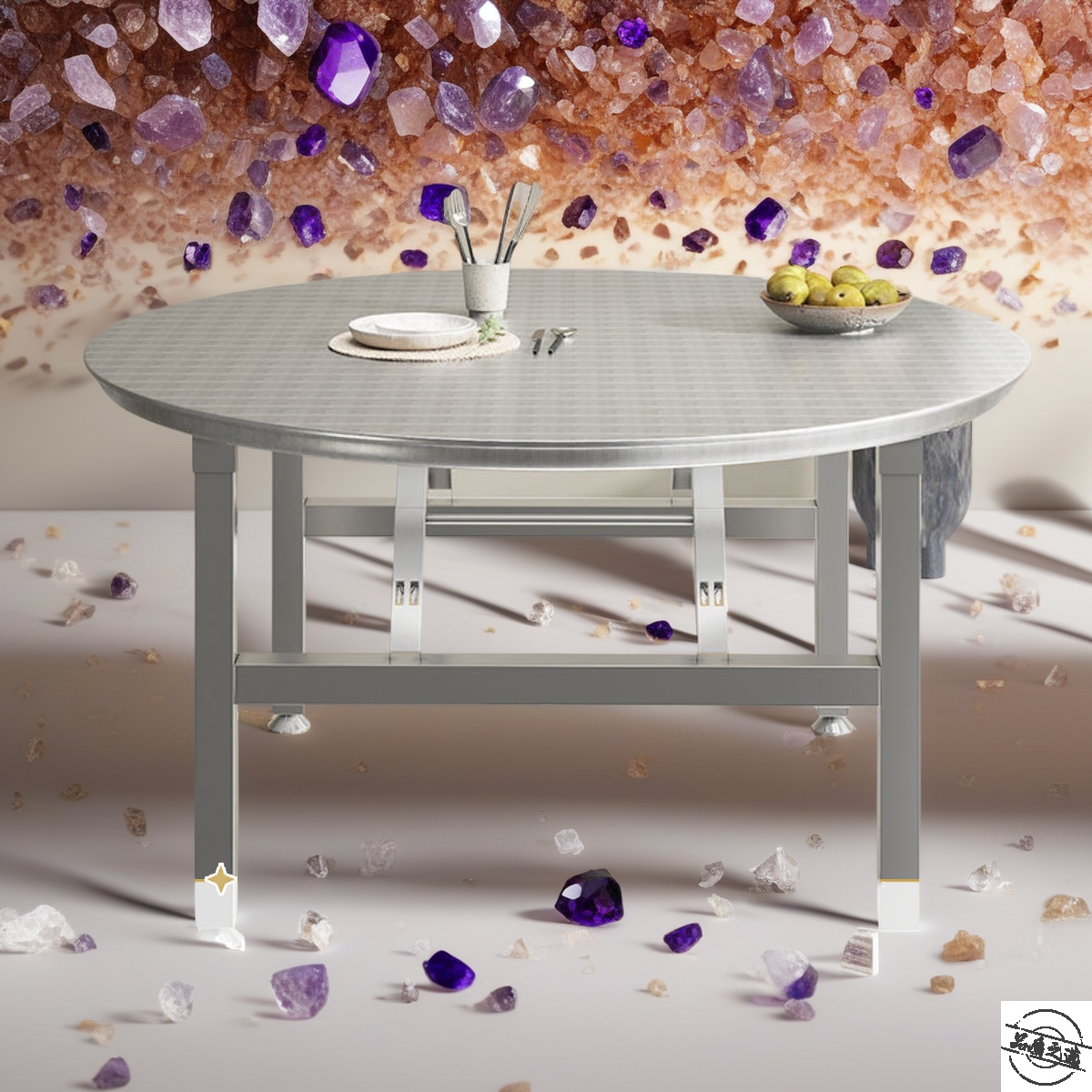 可折叠夜宵摊特厚不锈钢圆桌烧烤餐桌简易家用农村流水席折叠圆桌