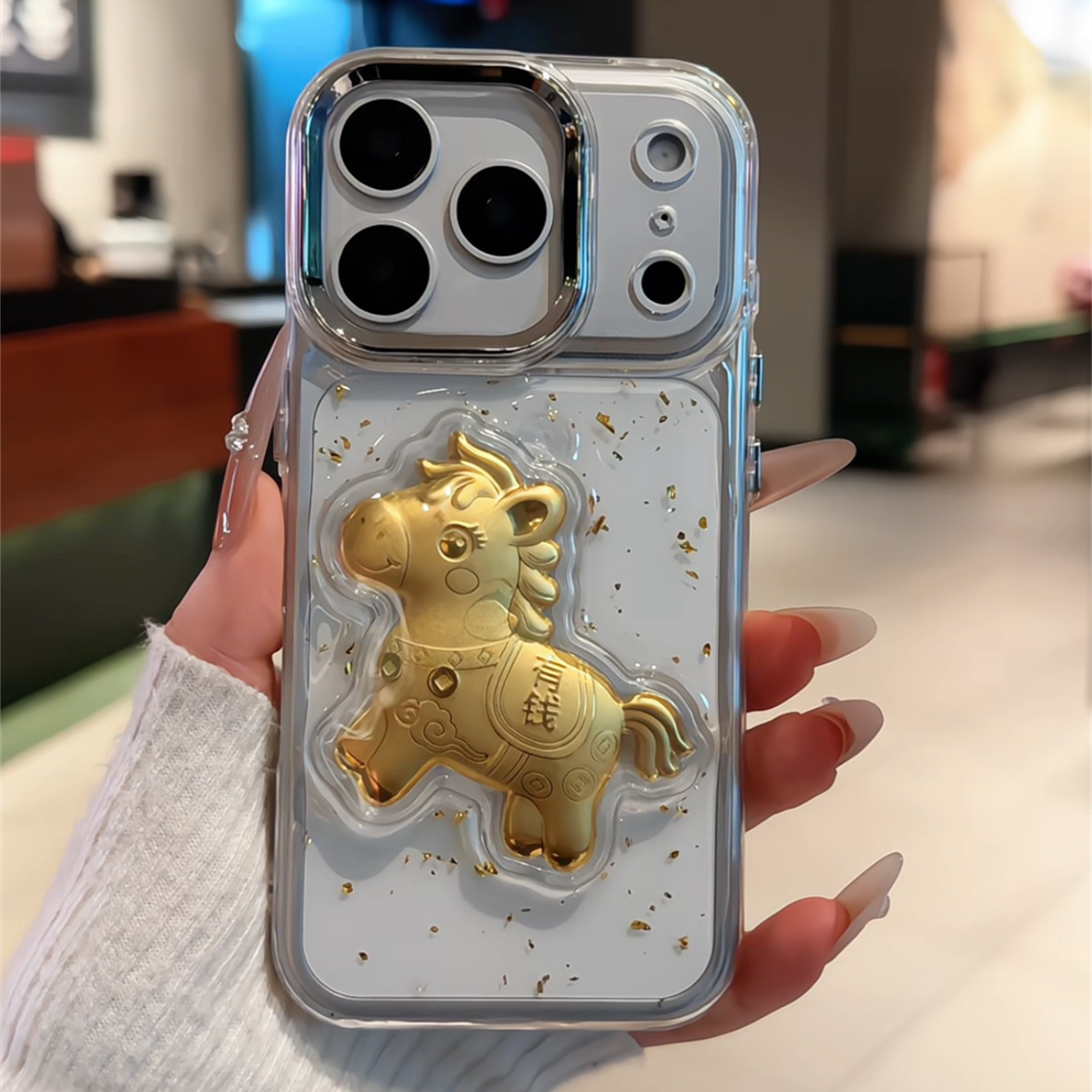 金箔马上有钱适用苹果17pro手机壳16pm电镀滴胶华为p荣耀oppo小米