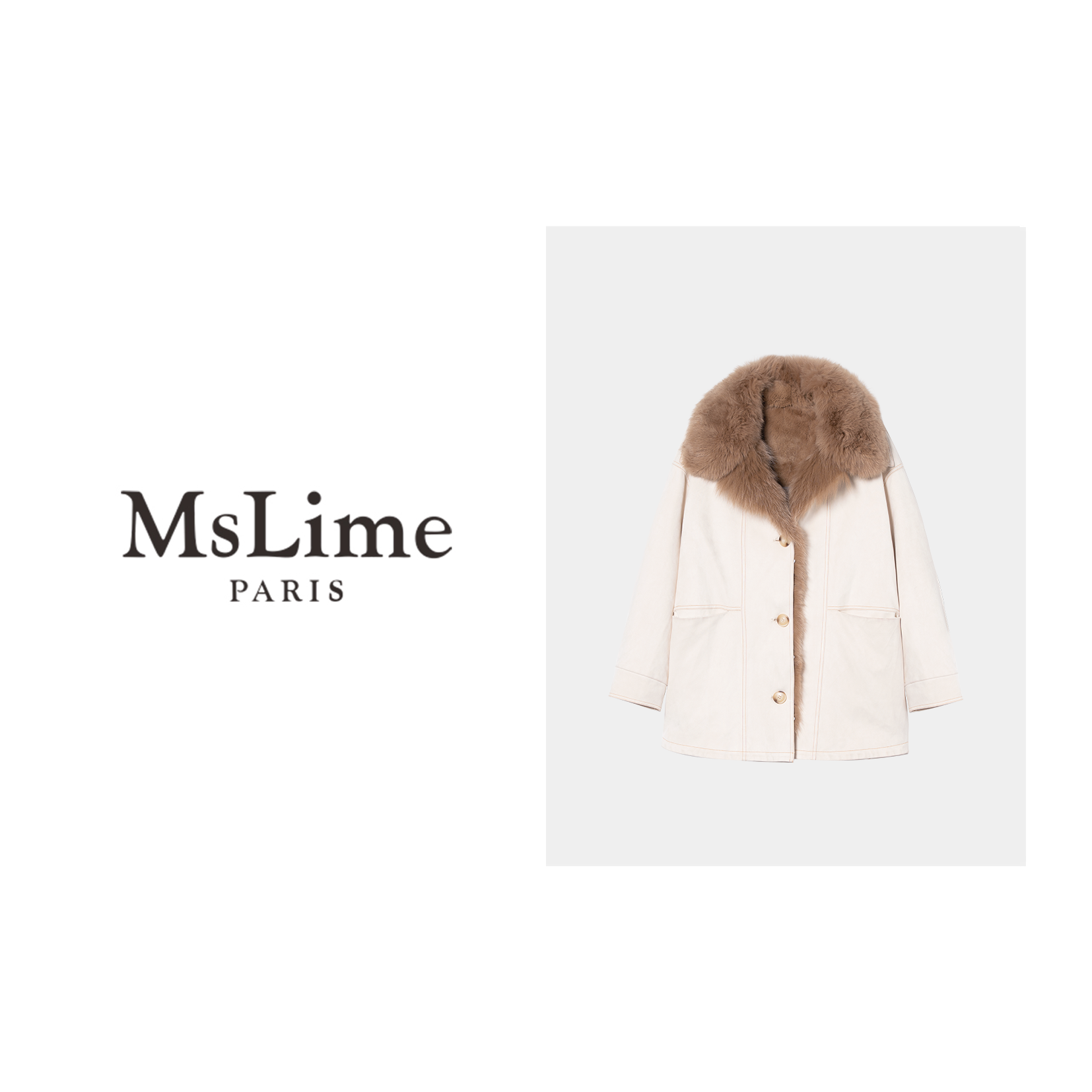 王嬛嬛MsLime25年新款【素月】狐狸毛皮毛领多色派克外套 HD2C0918