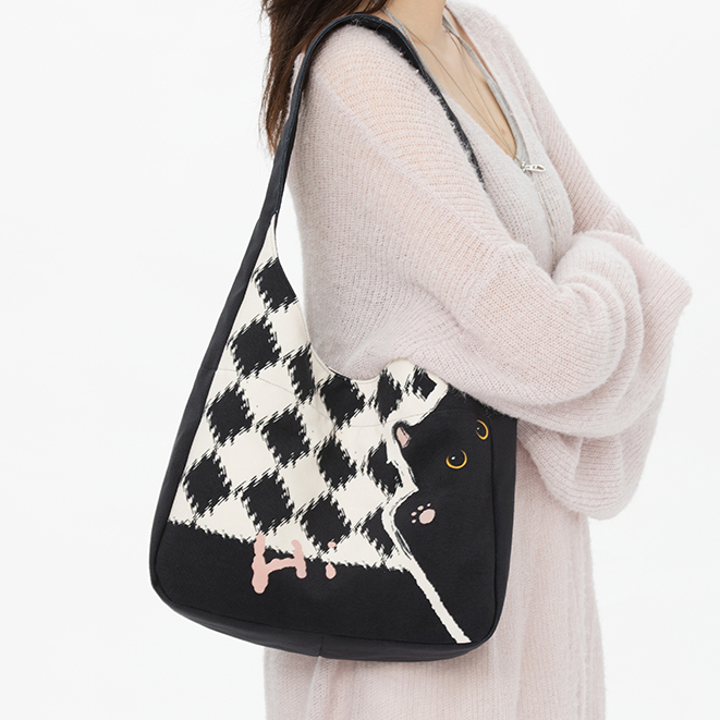 艺术鸭原创小众加侧单肩手提托特包印花休闲时尚百搭女包