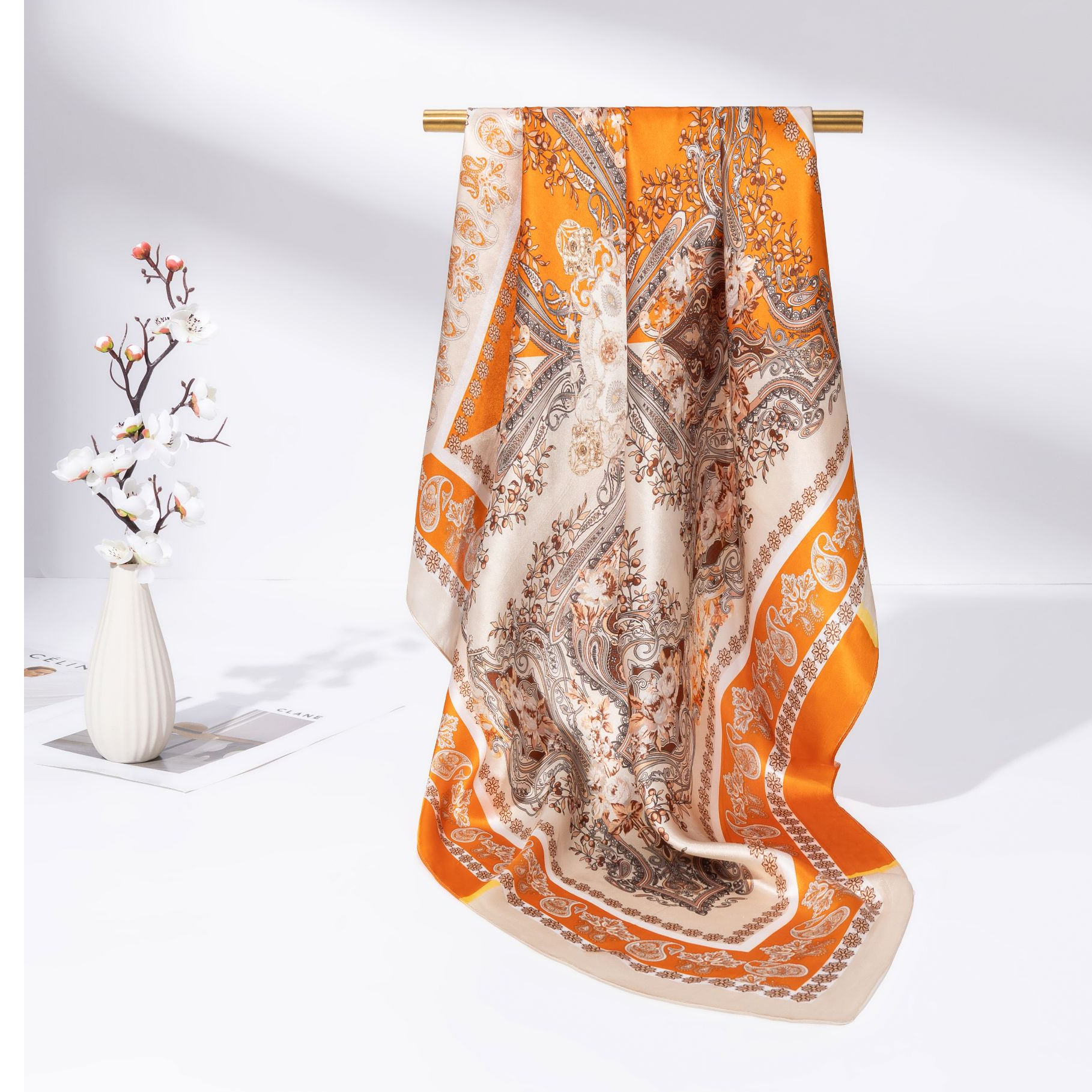 达芬奇密码秋冬桑蚕丝方巾礼物送妈妈教师节送长辈礼盒绘影成画