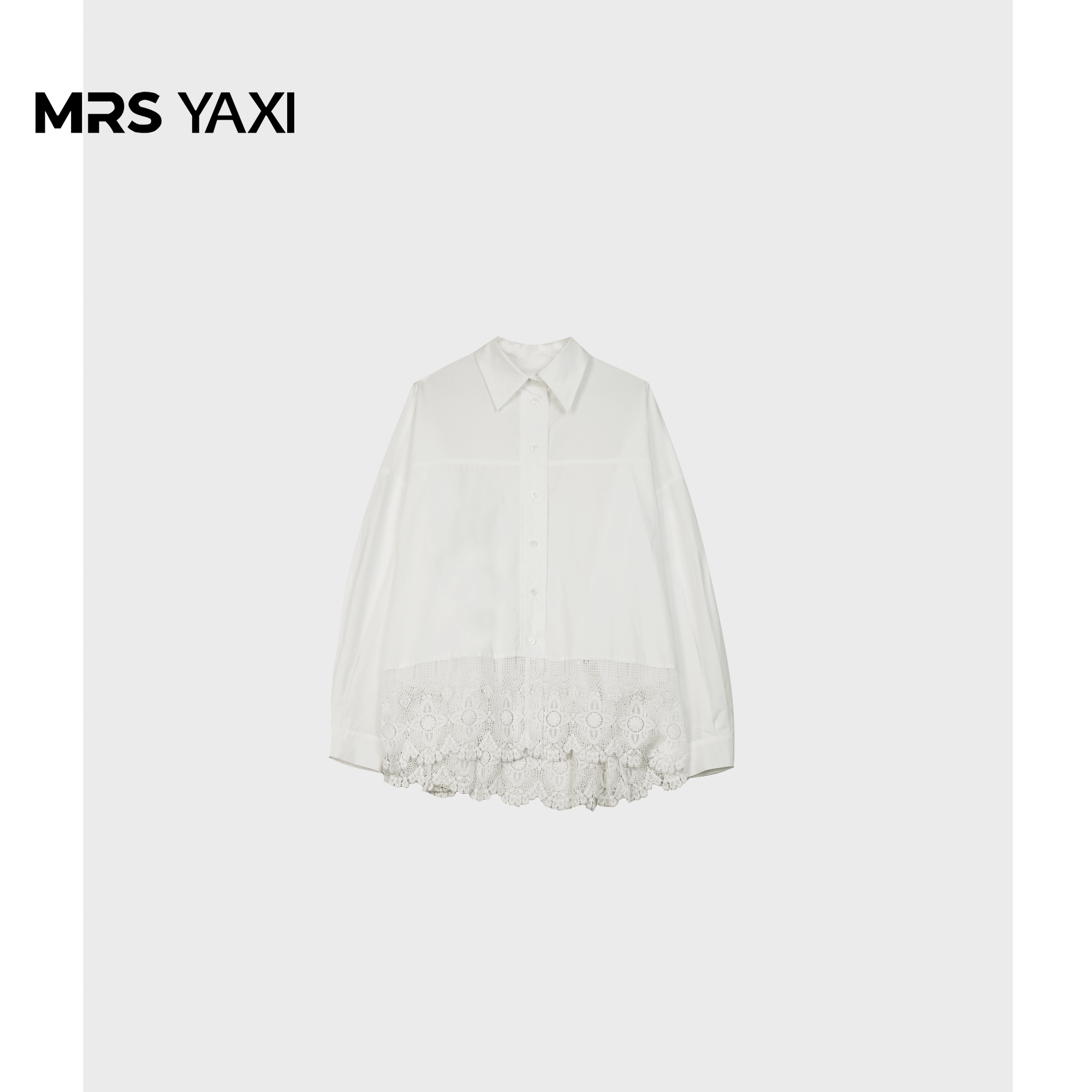 Mrsyaxi轻奢慵懒简约拼接蕾丝衬衫YX5031401