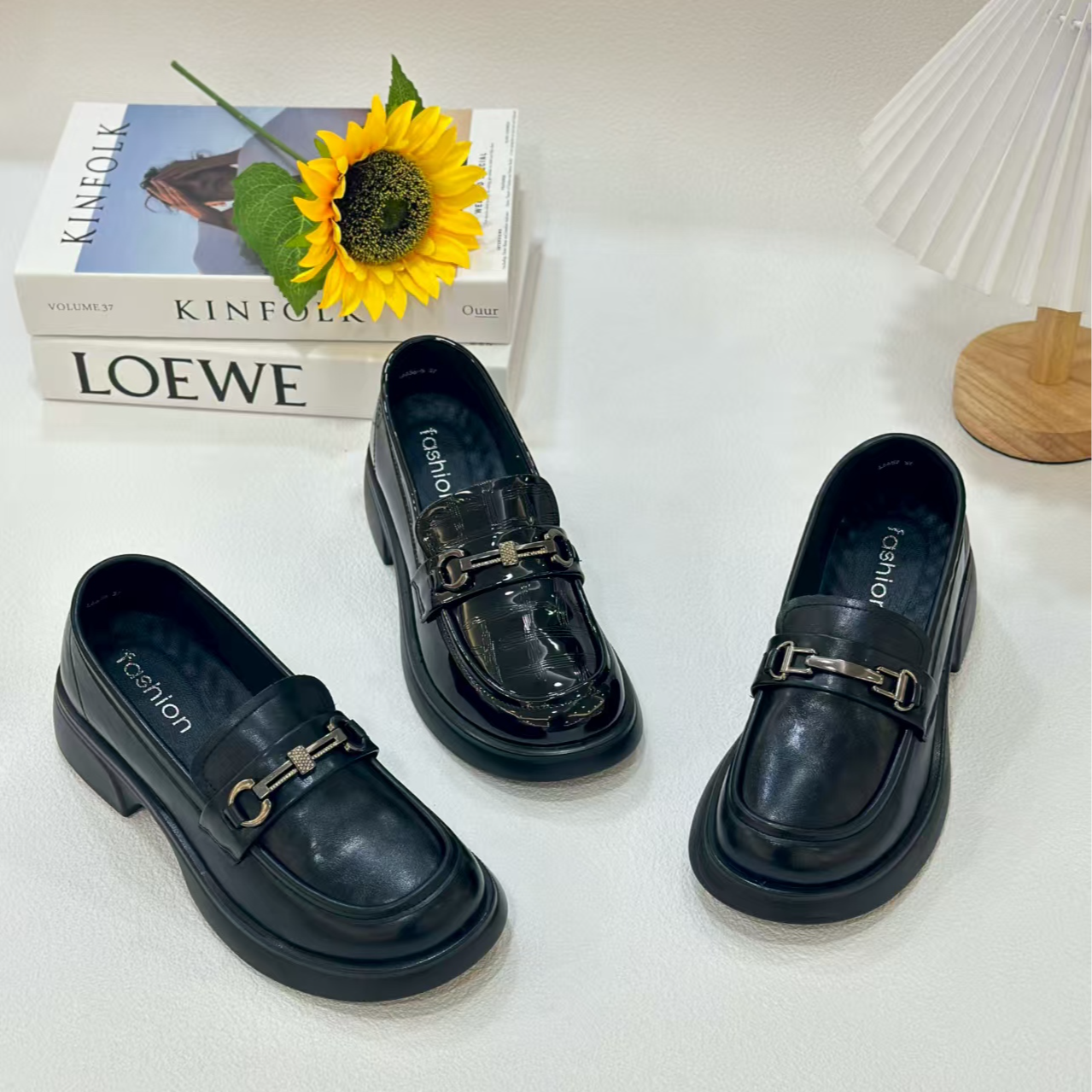 L6656女款春秋季时尚舒适百搭英伦风防臭防滑耐磨乐福鞋