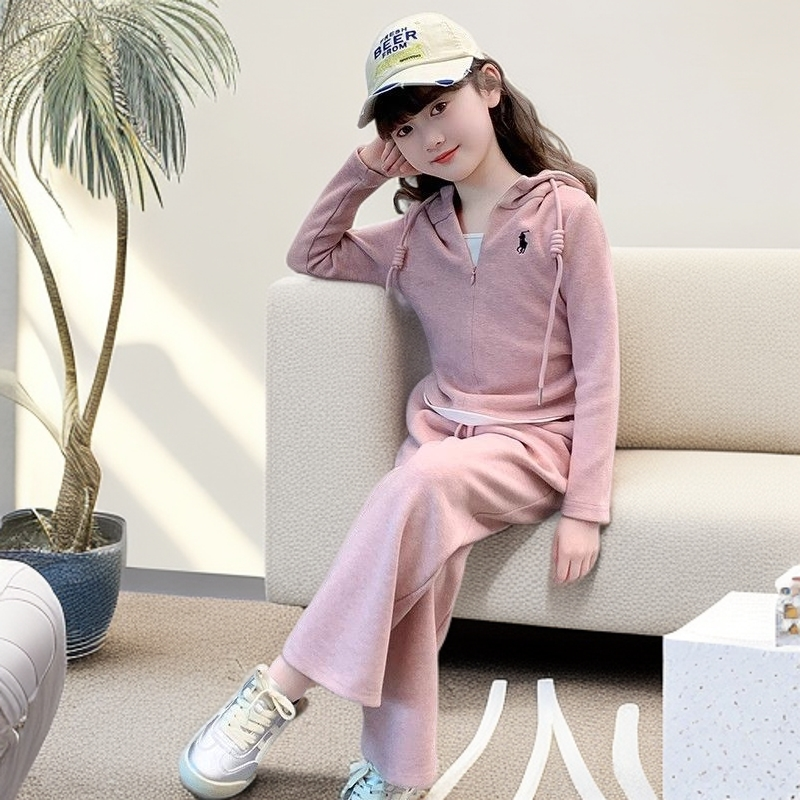 儿童秋季新款服装洋气外套中大童宽松休闲裤两件套女童春秋套装潮