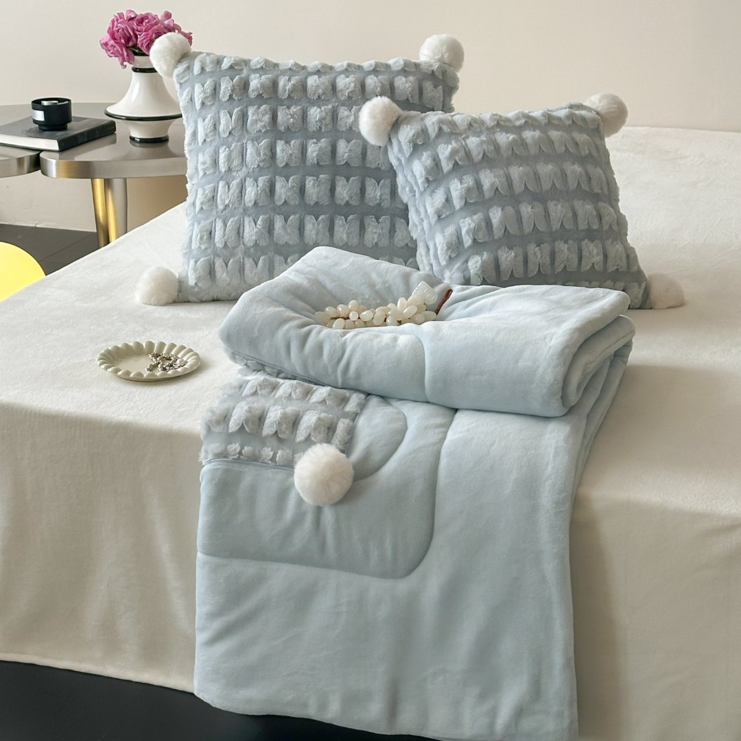 简约纯色加厚抱枕被子两用可折叠汽车内办公室午睡盖毯靠枕二合一